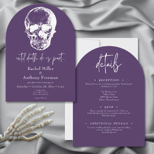 Invitation Gothique Jusqu'À La Mort Crâne Arc Mariage Deux Cô
