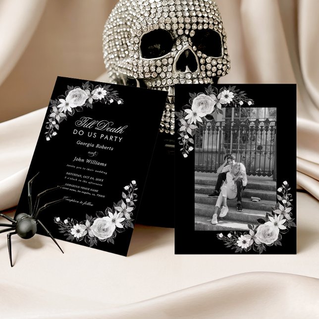 Invitation Gothique Jusqu'à la mort Fêtons-nous Mariage flora (Créateur téléchargé)