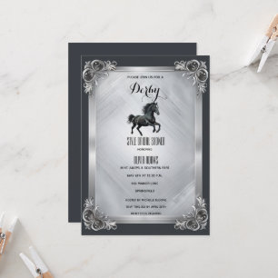 Invitation Gothique Luxueux Cheval Noir & Argent Kentucky Der