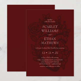 Invitation Gothique Manipulant Sang Rouge Floral Coeur Élégan