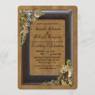 Invitation Gothique - Mariage Steampunk sur daim