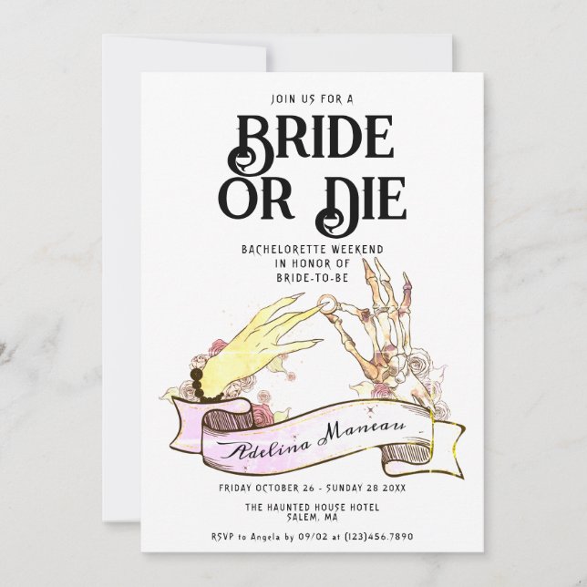 Invitation Gothique Mariée ou Mort Til Death Bachelorette Wee (Devant)