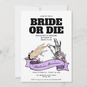 Invitation Gothique Mariée ou Mort Til Death Bachelorette Wee