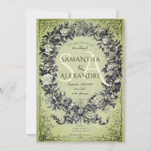 Invitation Gothique Médiéval Royal Floral Rose Mariage de cou