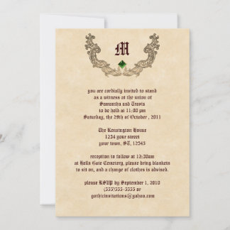 Invitation gothique Monogramme Emeraude et or
