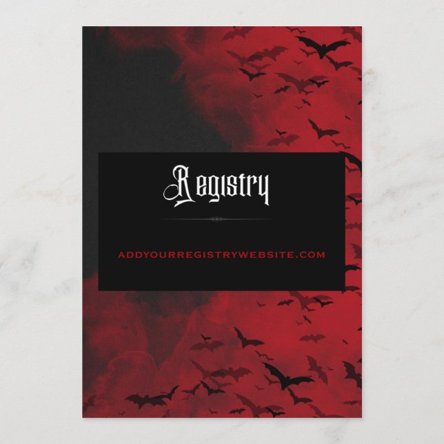Invitation Gothique Moody Vampire Bat Bridal Shower Invitatio (Dos)