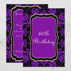 Invitation Gothique Or et Lilas Damassé 60e Anniversaire