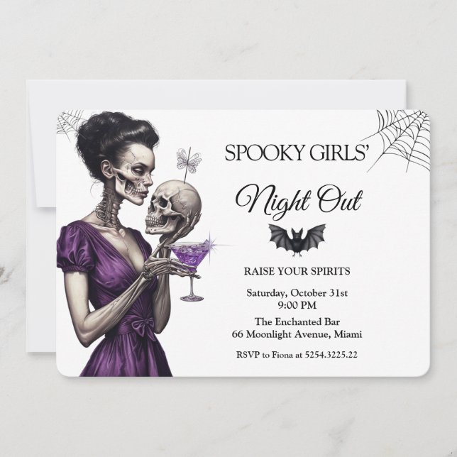 Invitation gothique pour une soirée entre filles H (Devant)