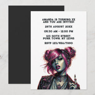 Invitation Gothique Punk Girl Birthday Party