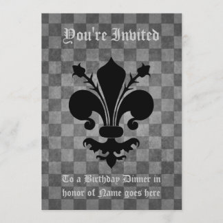 Invitation Gothique punk noir fleur de lis Anniversaire Dîner
