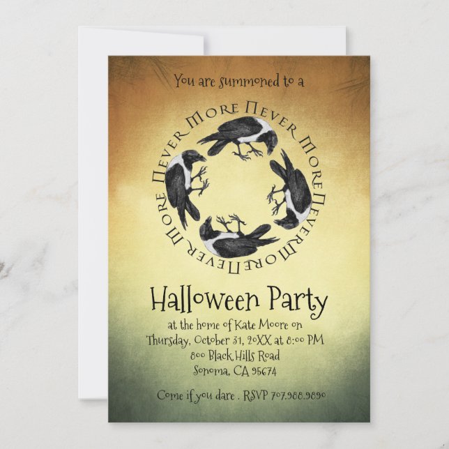 Invitation Gothique Ravens Halloween (Devant)