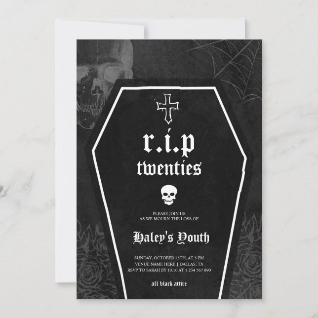 Invitation Gothique RIP Années 20 Drôle 30e Anniversaire (Devant)