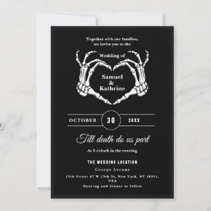 Invitation Gothique Romantique Squelette main Halloween Maria