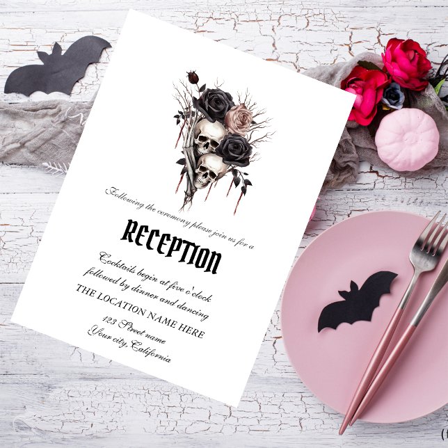Invitation Gothique Roses Noires Crânes (Créateur téléchargé)