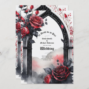 Invitation Gothique Rouge Noir Roses Jusqu'à la mort Faisons-