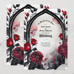 Invitation Gothique Rouge Noir Roses Jusqu'à la mort Faisons-