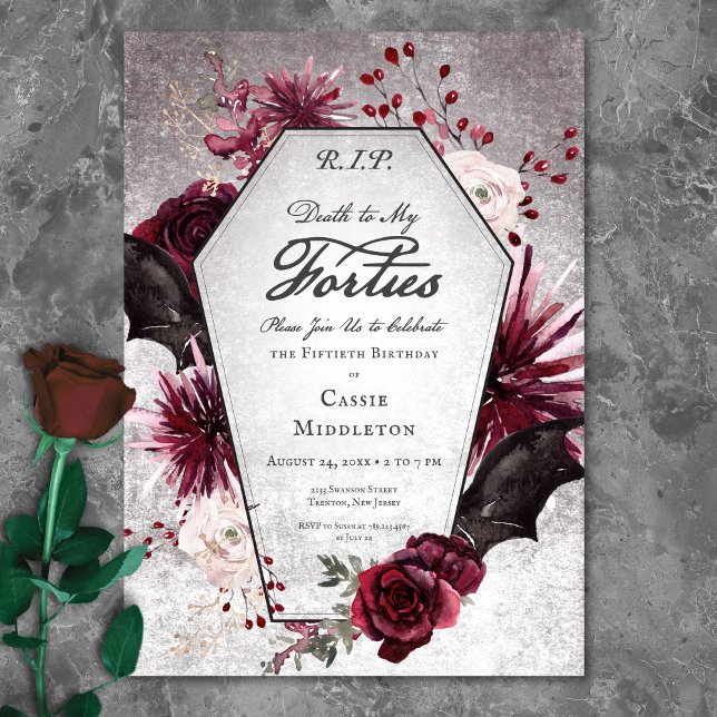 Invitation Gothique Rustique Mort à Mes Quarantes 50e Anniver (Rustic Gothic Death to My Forties 50th Birthday Invitation)