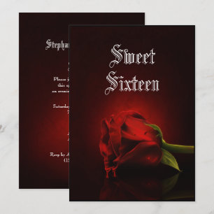 Invitation Gothique simple Rose rouge doux 16