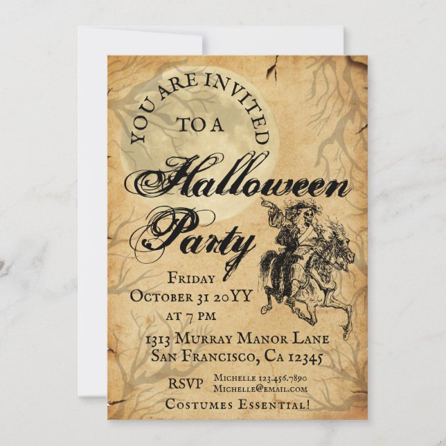 Invitation Gothique Skeleton Halloween Party (Devant)