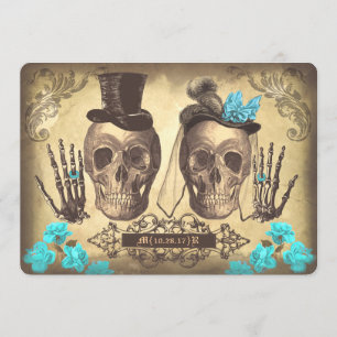 Invitation Gothique Skull Couple Day of Dead Wedding Invitati