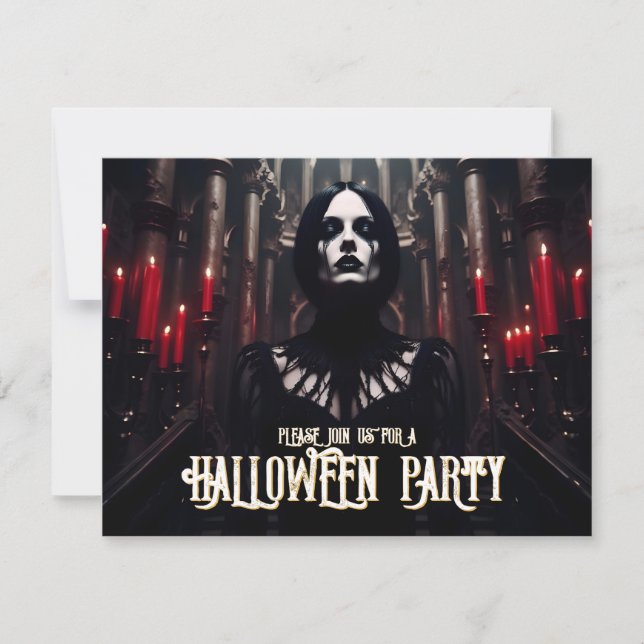 Invitation gothique sombre pour une soirée Hallowe (Devant)