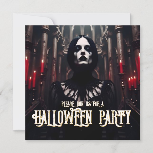 Invitation gothique sombre pour une soirée Hallowe (Devant)
