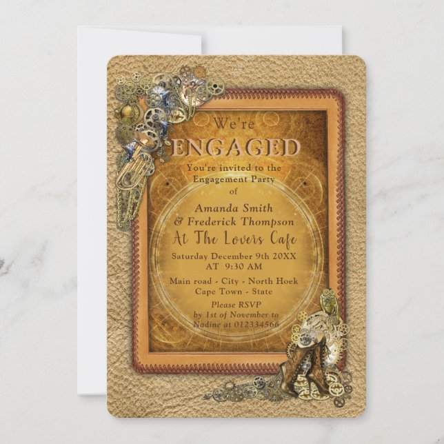 Invitation Gothique - Steampunk Engagement Party (Devant)