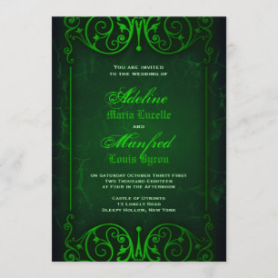 Invitation Gothique Victorien Ghoulish Mariage vert