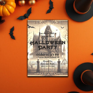 Invitation Gothique Victorien Vintage effrayant Halloween