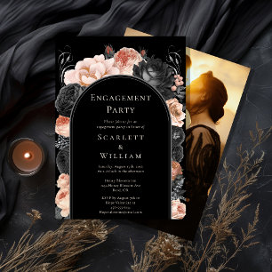 Invitation Gothique Vintage Black Arch Photo Engagement