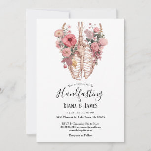 Invitation Gothique Vintage Boho Floral Anatomie Handfasting