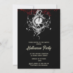 Invitation gothique vintage crâne éffrayant halloween