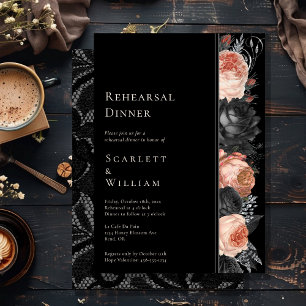 Invitation Gothique Vintage Noir Blush Mariage