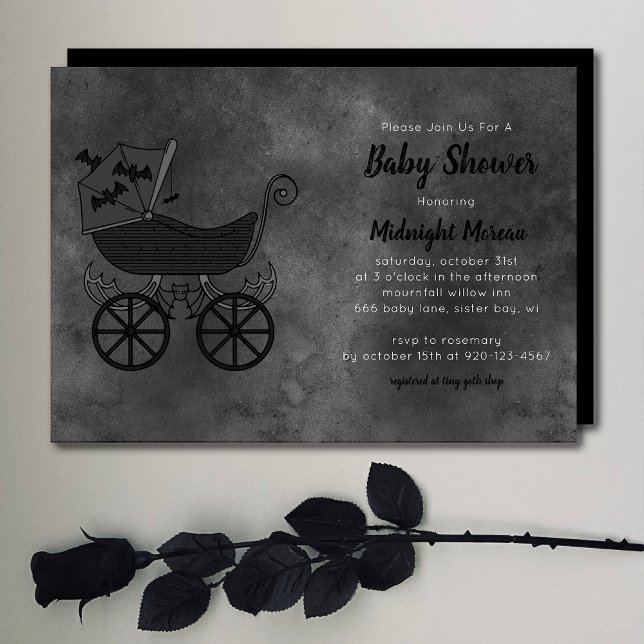 Invitation gothique Vintage Stroller Baby shower d (Créateur téléchargé)