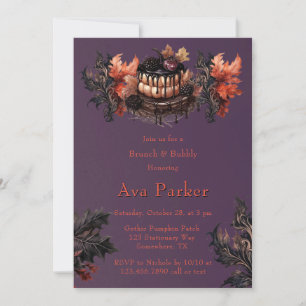 Invitation Gothique violet noir Citrouille Brunch et Bubbly