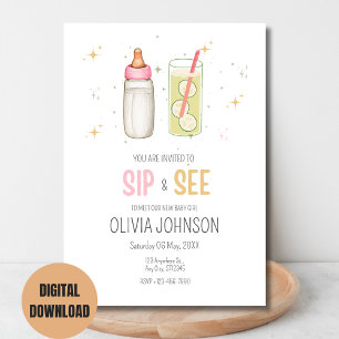 Invitation Goûter de bienvenue, Bienvenue Bébé Fille, Fête de