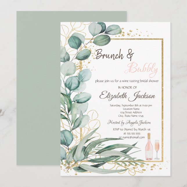 Invitation Goûter du vin Eucalyptus Brunch & Bulles (Devant / Derrière)