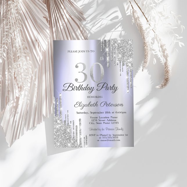 Invitation  Gouttes de paillettes argentées 30e anniversaire  (Créateur téléchargé)