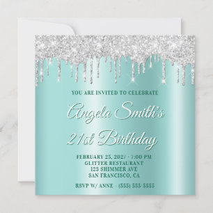 Invitation Gouttes de paillettes argentées ombre légère sarce