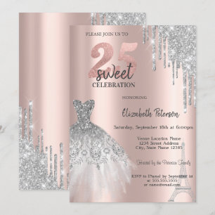 Invitation Gouttes de paillettes d'argent, Robe de la Tour Ei