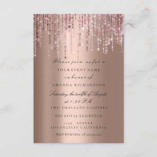 Invitation Gouttes de paillettes étincelantes Rose Cordes Bab
