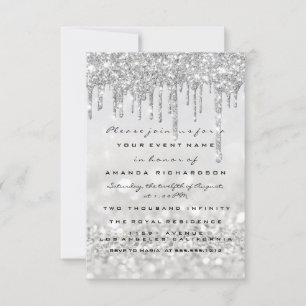 Invitation Gouttes de paillettes gris argenté pour un mariage