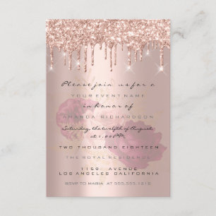 Invitation Gouttes de paillettes Rose Gold Mariage Douzième M