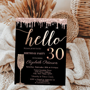 Invitation Gouttes de paillettes, Verre à vin 30e anniversair