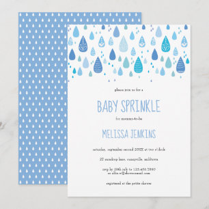 Invitation Gouttes de pluie bleues modernes pour garçon, fête
