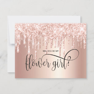 Invitation Gouttes de rose gold serez-vous ma demoiselle d'ho