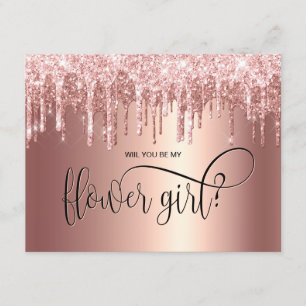 Invitation Gouttes de rose gold serez-vous ma demoiselle d'ho