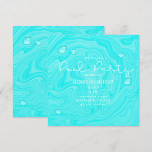 Invitation Gouttes d'eau bleues Fête d'anniversaire Piscine N