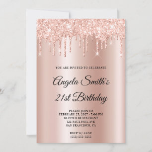 Invitation Gouttes scintillantes et pailletées Rose Gold Ombr