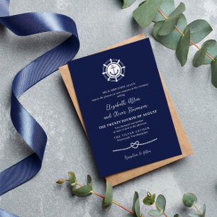 Invitation Gouvernail de navire de la marine & Cœur de corde